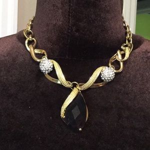 Large gem necklace earrings and bracelet set